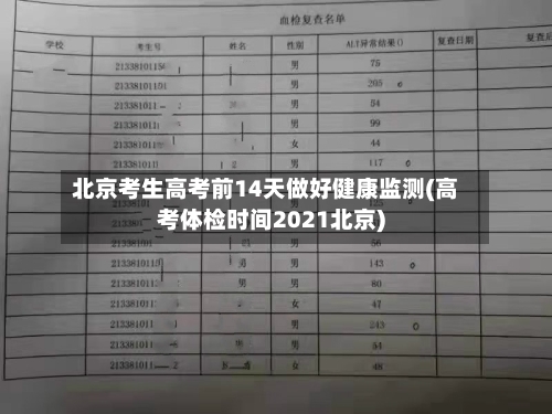北京考生高考前14天做好健康监测(高考体检时间2021北京)-第1张图片