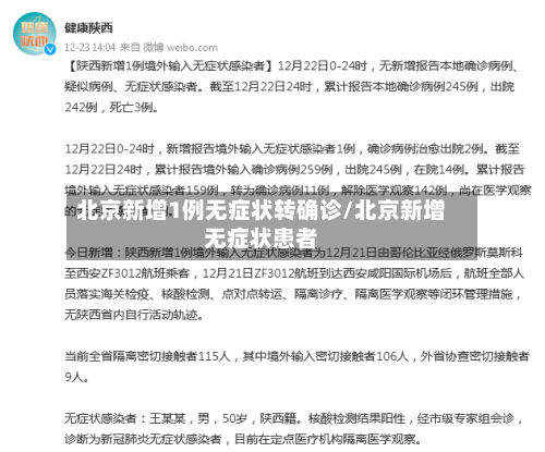 北京新增1例无症状转确诊/北京新增无症状患者-第1张图片